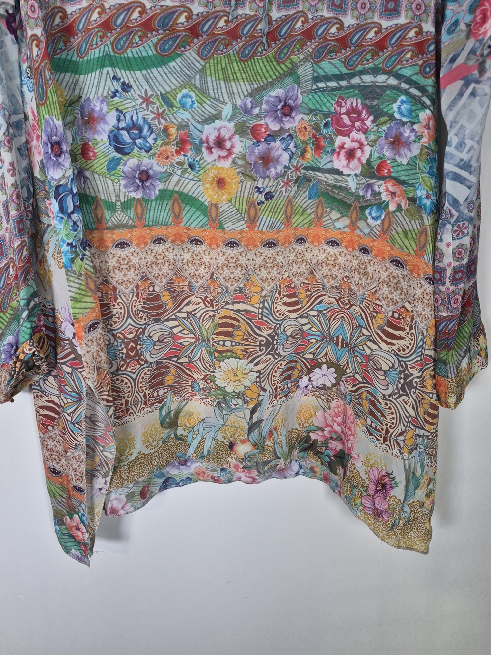 Johnny Was Boho Floral Multi-Color Long Sleeve Tunic Top Size XS - Picture 4 of 11
